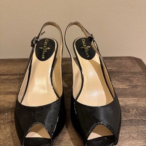Cole Haan Glossy Black Slingback Heels